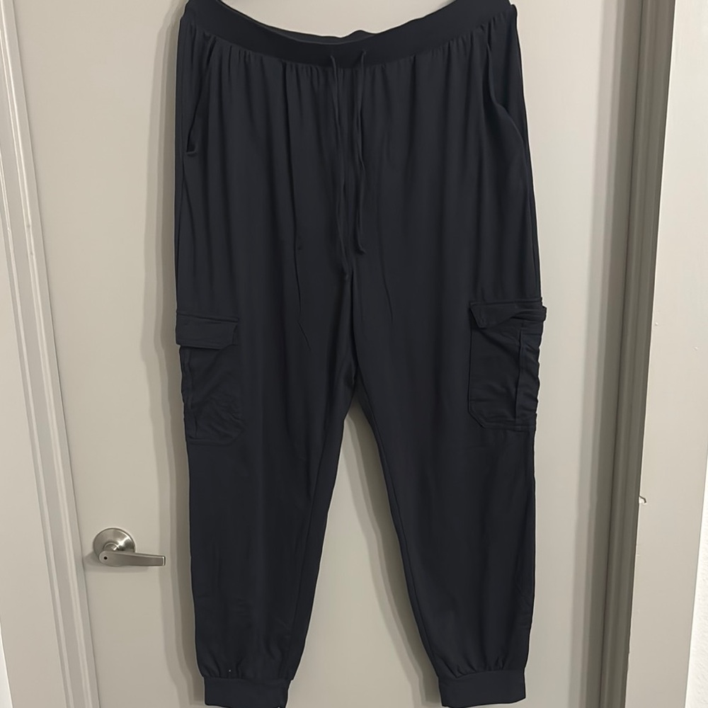 Black Jogger Track Pants with Elastic Cuffs and Relaxed Fit